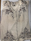 Jenny Button V-Sweater Ivory Cream Cardigan Embroidered Pearl